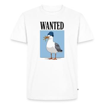 Wanted: French Fries Seagull - Men's Premium Organic T-Shirt - white - Front - Nico (187cm)