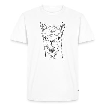 Funny Llama Sketch Art Minimalist Line Art Llama - Men's Premium Organic T-Shirt - white - Front - Nico (187cm)