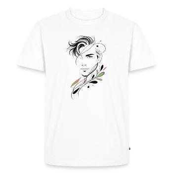 Portrait abstrait de l’homme aux formes florales - T-shirt Premium bio Homme - blanc - Devant - Nico (187cm)