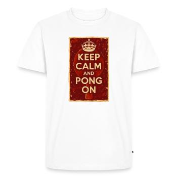 Keep Calm and Pong On / Ping - T-shirt Premium bio Homme - blanc - Devant - Nico (187cm)