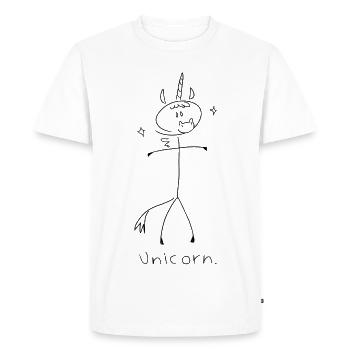 Unicorn. (black lines) (by Leni Riosa) - Men's Premium Organic T-Shirt - white - Front - Nico (187cm)