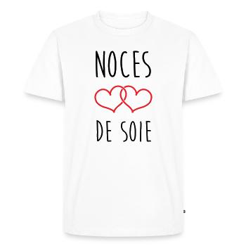 Silk Wedding 12 years of marriage - Men's Premium Organic T-Shirt - white - Front - Nico (187cm)