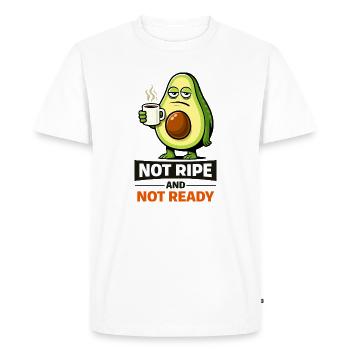 Mème de l’avocat : pas mûr pas prêt - T-shirt Premium bio Homme - blanc - Devant - Nico (187cm)