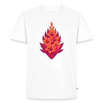 Flore des fleurs d’hibiscus orange - T-shirt Premium bio Homme - blanc - Devant - Nico (187cm)