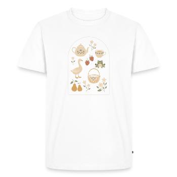 Douceur Champêtre : Nature et Thé Vintage - T-shirt Premium bio Homme - blanc - Devant - Nico (187cm)