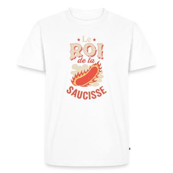 Le Roi de la Sauce Flamme - T-shirt Premium bio Homme - blanc - Devant - Nico (187cm)