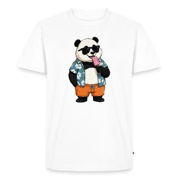 Plage de pandas avec glace - T-shirt Premium bio Homme - blanc - Devant - Nico (187cm)