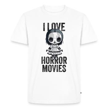 I love Horror Movies - Doll Comic Illustration - Men's Premium Organic T-Shirt - white - Front - Nico (187cm)