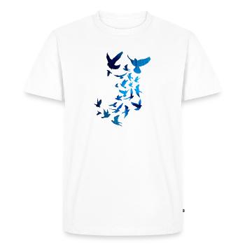 sourds,pigeons,oiseaux,vole d’oiseau,coloré,graffiti, - T-shirt Premium bio Homme - blanc - Devant - Nico (187cm)