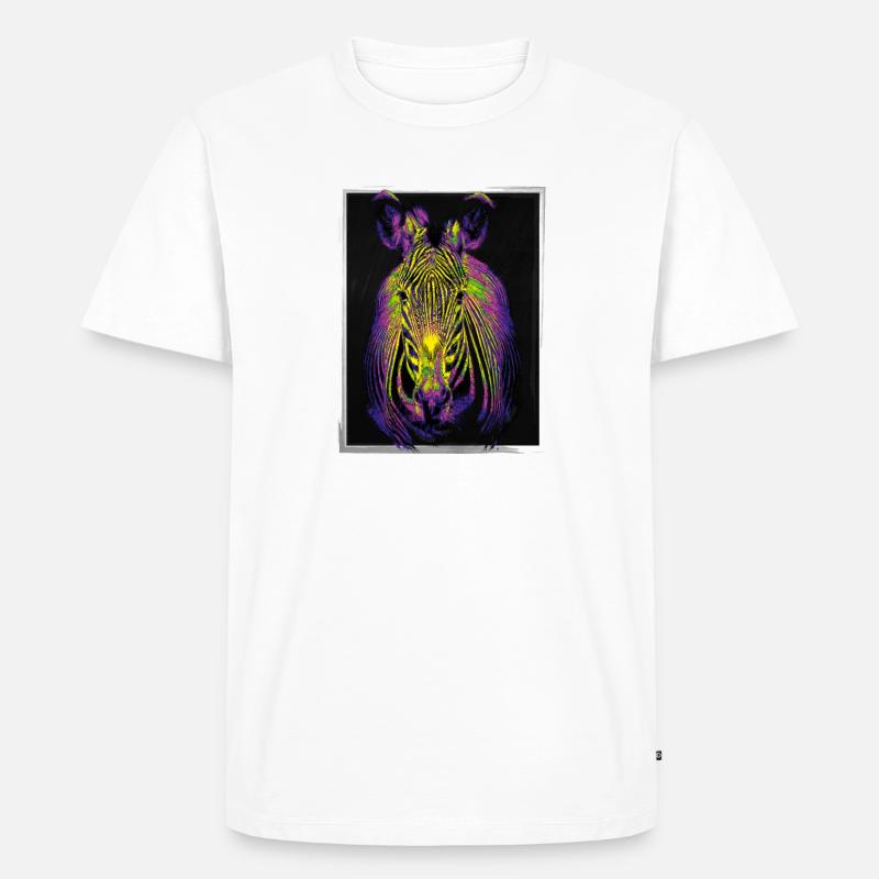 Pop-Art Zebra - Männer Premium Bio T-Shirt - Weiß