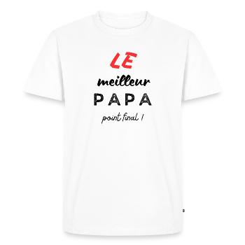 Le meilleur papa, point final ! - T-shirt Premium bio Homme - blanc - Devant - Nico (187cm)