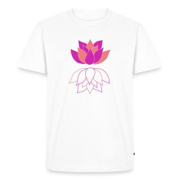 Lotus avec image miroir - T-shirt Premium bio Homme - blanc - Devant - Nico (187cm)