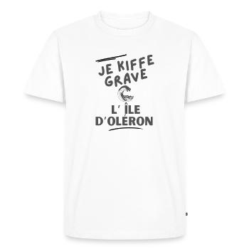 Je kiffe grave l'île d'Oléron 2 - T-shirt Premium bio Homme - blanc - Devant - Nico (187cm)