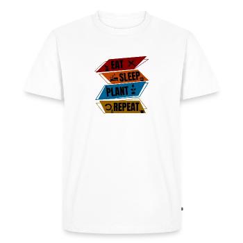 Eat Sleep Plant Repeat Shirt - Männer Premium Bio T-Shirt - Weiß - Vorne - Nico (187cm)