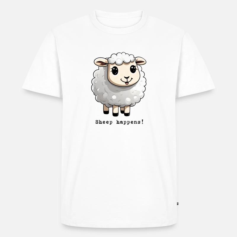 Schaf "Sheep happens" - Männer Premium Bio T-Shirt - Weiß