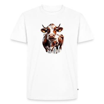 Vache brune / Animal / Lait / Ferme / Grange - T-shirt Premium bio Homme - blanc - Devant - Nico (187cm)