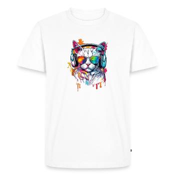 Headphones / Audio / Music / Animal / Cat / Cool - Men's Premium Organic T-Shirt - white - Front - Nico (187cm)
