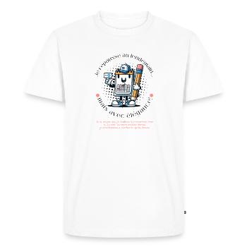 Sourire de Contrôle - T-shirt Premium bio Homme - blanc - Devant - Nico (187cm)