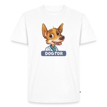 Dessin animé Chihuahua Médecin avec un sourire mignon - T-shirt Premium bio Homme - blanc - Devant - Nico (187cm)