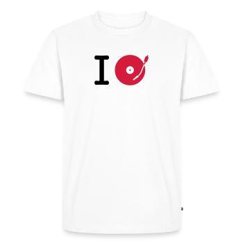 i dj / play / listen to + your music - T-shirt Premium bio Homme - blanc - Devant - Nico (187cm)