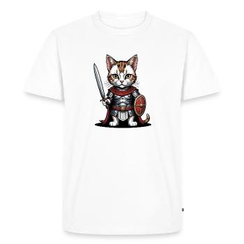 Cat Roman Warrior Cat Gift - Men's Premium Organic T-Shirt - white - Front - Nico (187cm)