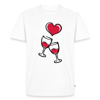 Vin rouge verre à vin coeur amour - T-shirt Premium bio Homme - blanc - Devant - Nico (187cm)