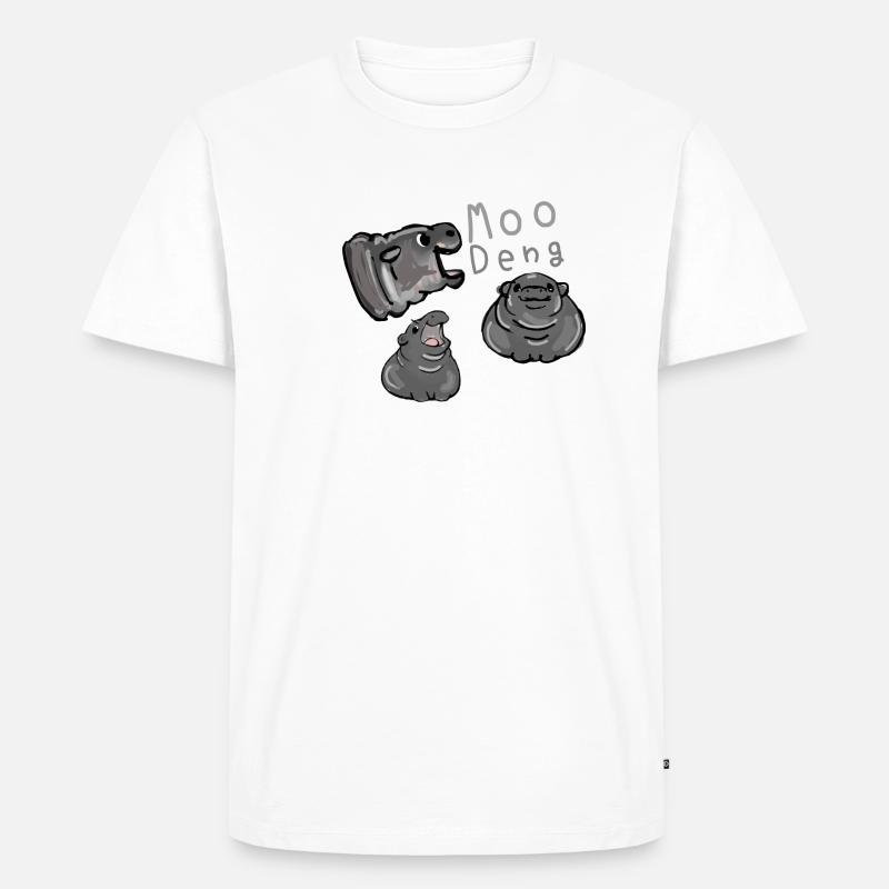 Moo Deng, Nilpferd, illustration, hippo - Männer Premium Bio T-Shirt - Weiß