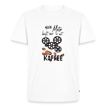 Mon moteur ne fonctionne qu’au café, blanc - T-shirt Premium bio Homme - blanc - Devant - Nico (187cm)