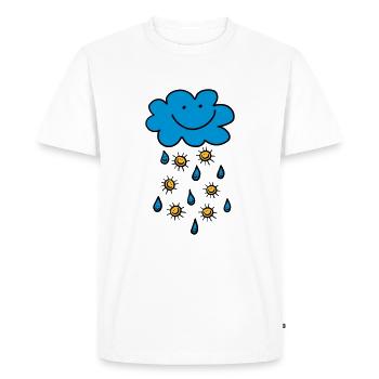 Nuage de pluie, gouttes de pluie, le soleil, l'été, le printemps, la météo - T-shirt Premium bio Homme - blanc - Devant - Nico (187cm)