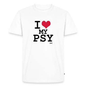i love my psy by wam - T-shirt Premium bio Homme - blanc - Devant - Nico (187cm)