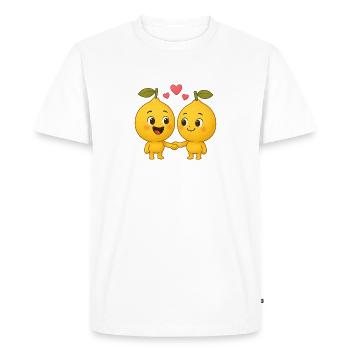 De jolis citrons avec des cœurs - T-shirt Premium bio Homme - blanc - Devant - Nico (187cm)