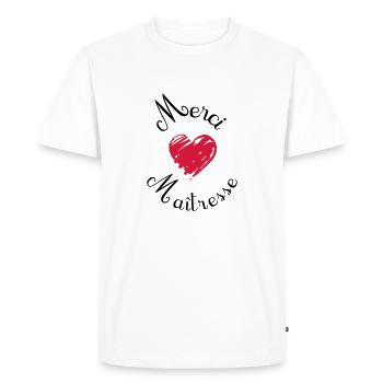 merci maîtresse cadeau fin année - T-shirt Premium bio Homme - blanc - Devant - Nico (187cm)
