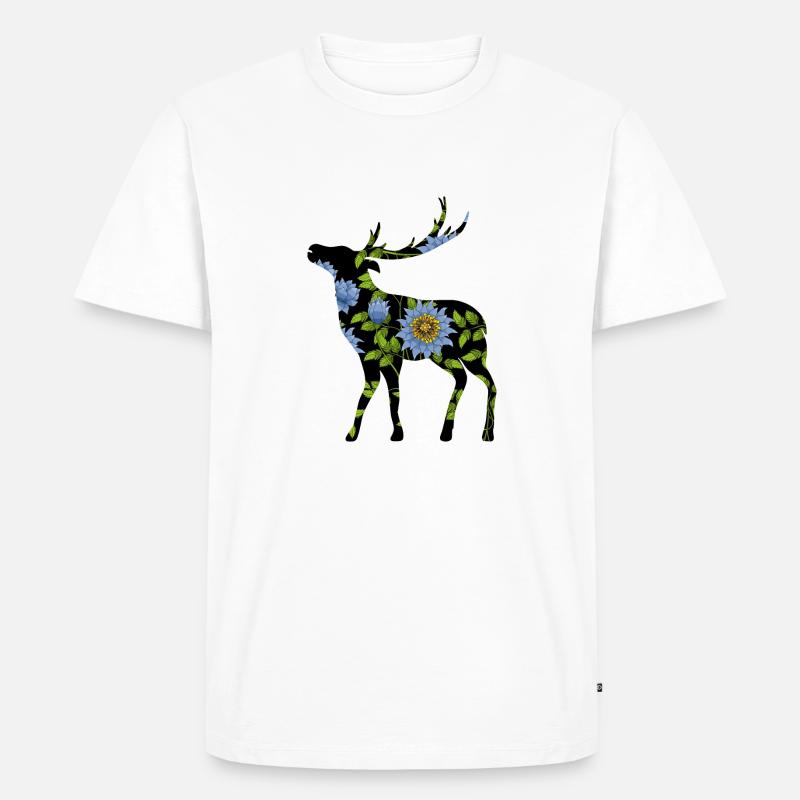 Hirsch - Männer Premium Bio T-Shirt - Weiß