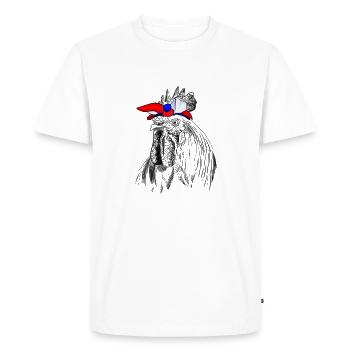 Coq avec bandage du drapeau français - T-shirt Premium bio Homme - blanc - Devant - Nico (187cm)