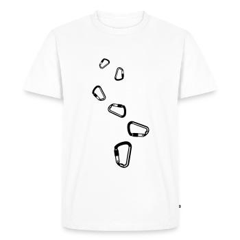 Mousquetons d’équipement d’escalade - T-shirt Premium bio Homme - blanc - Devant - Nico (187cm)