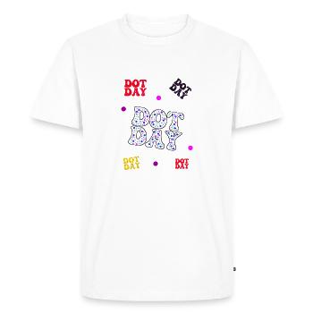 Dotday coloré - Motif de texte - T-shirt Premium bio Homme - blanc - Devant - Nico (187cm)