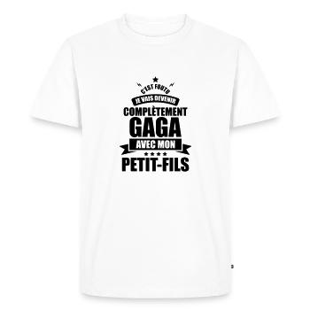 foutu je vais devenir gaga avec mon petit-fils - T-shirt Premium bio Homme - blanc - Devant - Nico (187cm)
