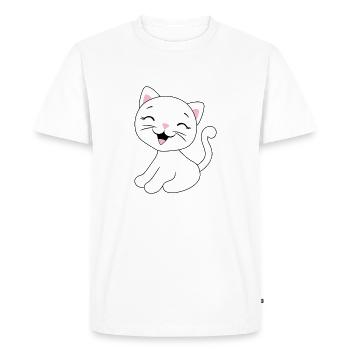 Chaton mignon qui rit - T-shirt Premium bio Homme - blanc - Devant - Nico (187cm)