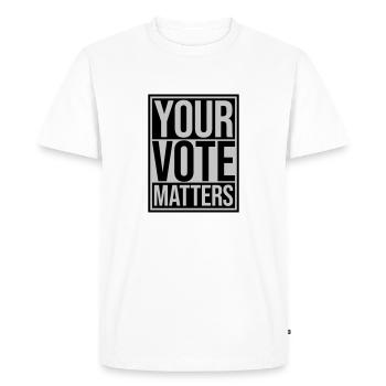 your vote matters quote - Men's Premium Organic T-Shirt - white - Front - Nico (187cm)