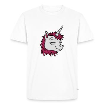 Tête joyeuse licorne comique - T-shirt Premium bio Homme - blanc - Devant - Nico (187cm)