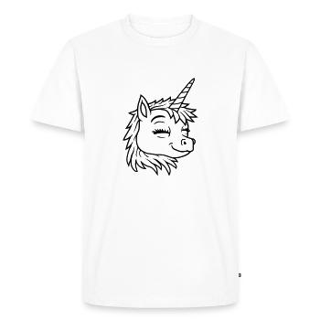 Face Happy Unicorn Comic - Men's Premium Organic T-Shirt - white - Front - Nico (187cm)