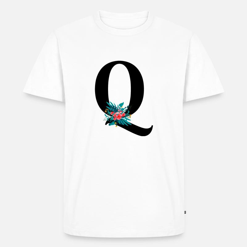 Buchstabe Q geblüht - Männer Premium Bio T-Shirt - Weiß