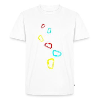 Mousqueton d’équipement d’escalade - T-shirt Premium bio Homme - blanc - Devant - Nico (187cm)