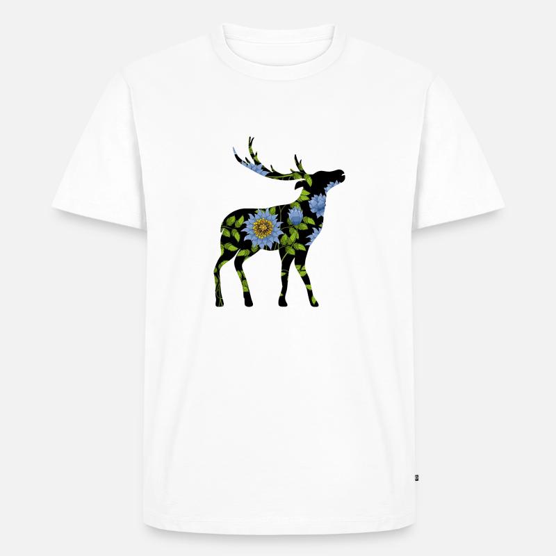 Hirsch - Männer Premium Bio T-Shirt - Weiß