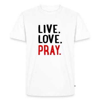 pray - Men's Premium Organic T-Shirt - white - Front - Nico (187cm)