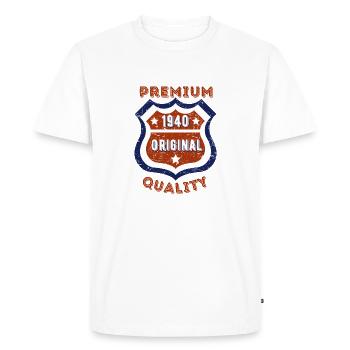 Qualité premium 1940 - T-shirt Premium bio Homme - blanc - Devant - Nico (187cm)
