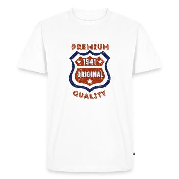 Qualité premium 1941 - T-shirt Premium bio Homme - blanc - Devant - Nico (187cm)
