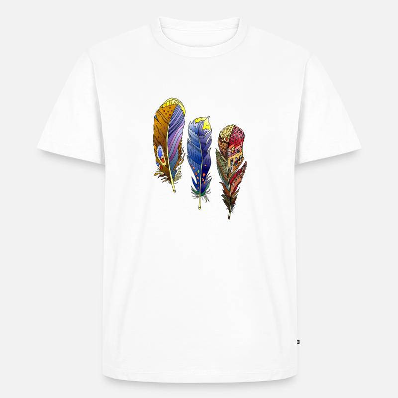 Feder - Männer Premium Bio T-Shirt - Weiß