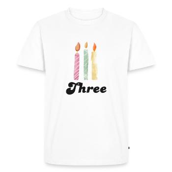 3rd Anniversary Candle - Men's Premium Organic T-Shirt - white - Front - Nico (187cm)