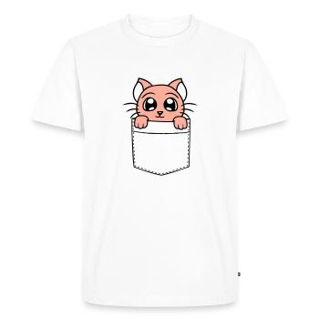Little Cat Cute In Bag Chest Pocket Shirt Bag - Men's Premium Organic T-Shirt - white - Front - Nico (187cm)